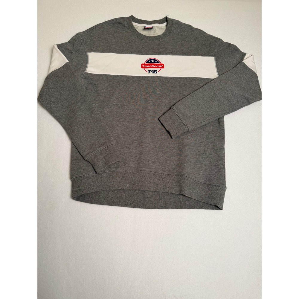 F45 Training Functional Crewneck Sweatshirt Gray White Stripe Gym S F45C1L1025SW